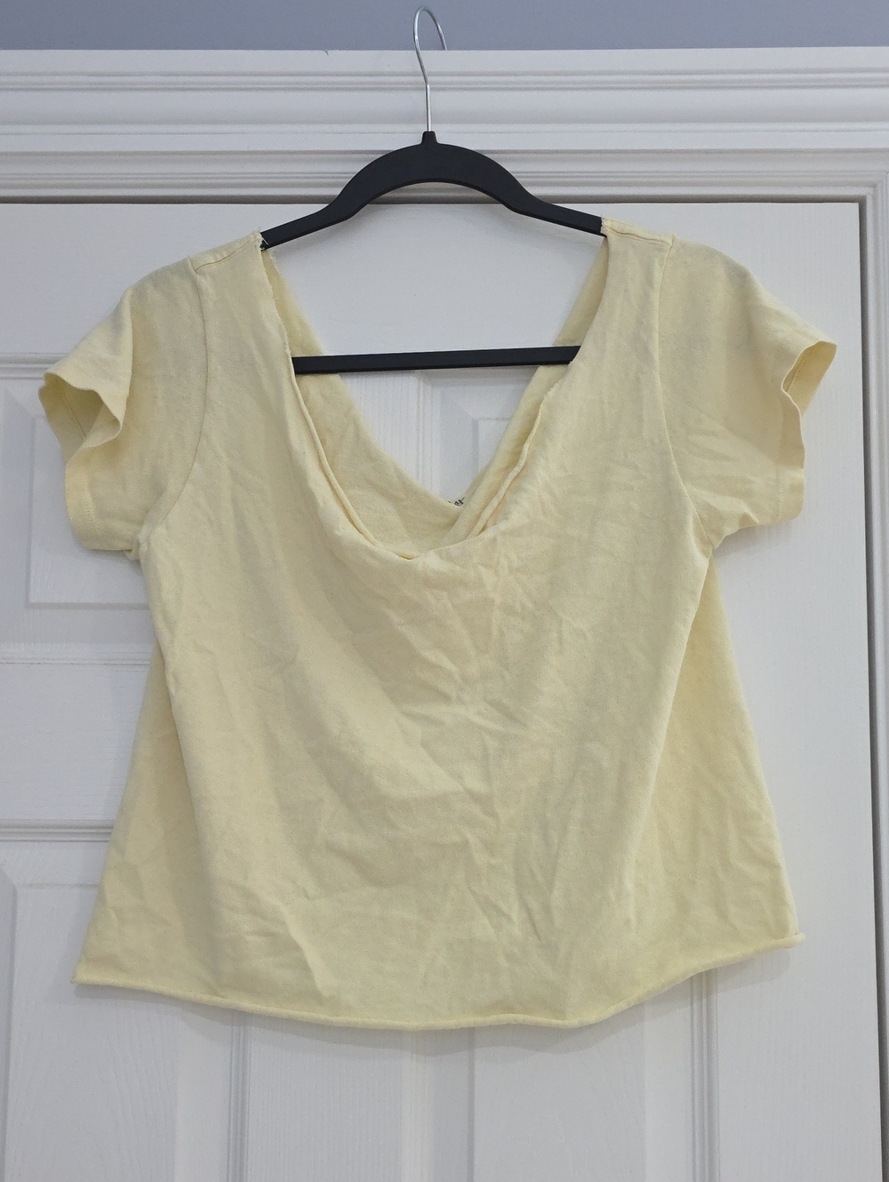 Brandy Melville Pale Yellow Scoop Neck Short Sleeve Tee